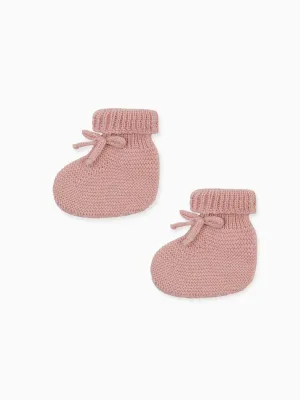 Pink Rimevera Merino Baby Girl Booties