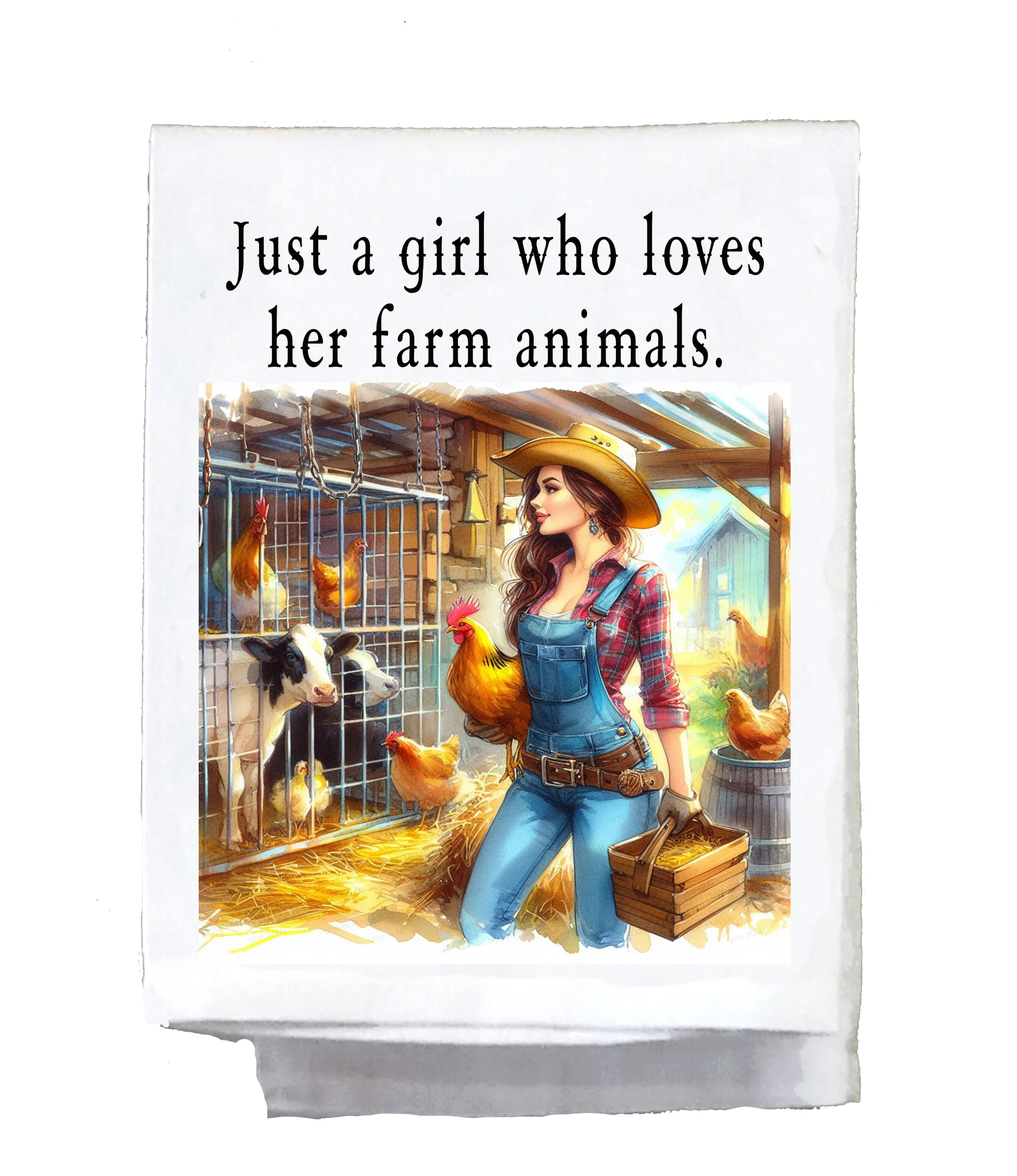 Sassy Country Girl, Dish Towel, Just a girl who loves her farm animals