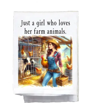 Sassy Country Girl, Dish Towel, Just a girl who loves her farm animals