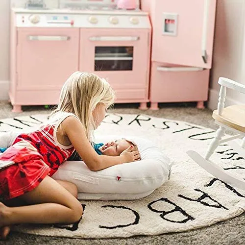 Satbuy ABC Kids Play Mat, Pink Alphabet 4ft Round Area Rugs Soft Plush Educational Learning Game Baby Crawling Mat Non-Slip Tufted Throw Carpet for Nursery Chilren Decor Bedroom