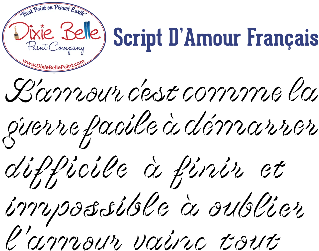 Script d'amour Small Stencil - Dixie Belle Paint Company