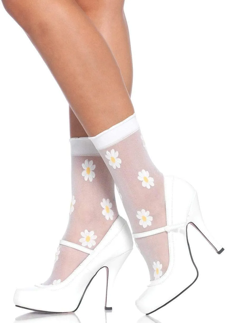 Sheer Daisy Ankle Socks