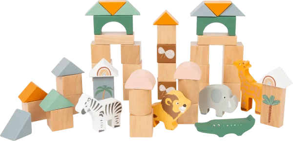 Small Foot Pastel Building Blocks Safari Theme 50 Piece Playset