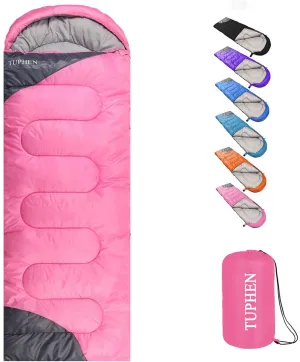 Tuphen- Sleeping Bags for Adults Kids Boys Girls Backpacking Hiking Camping Cotton Liner, Cold Warm Weather 4 Seasons Winter, Fall, Spring, Summer, Indoor Outdoor Use, Lightweight & Waterproof