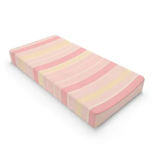 Vampire Art Baby Pastel Yellow and Pink Striped Retro Changing Pad Cover