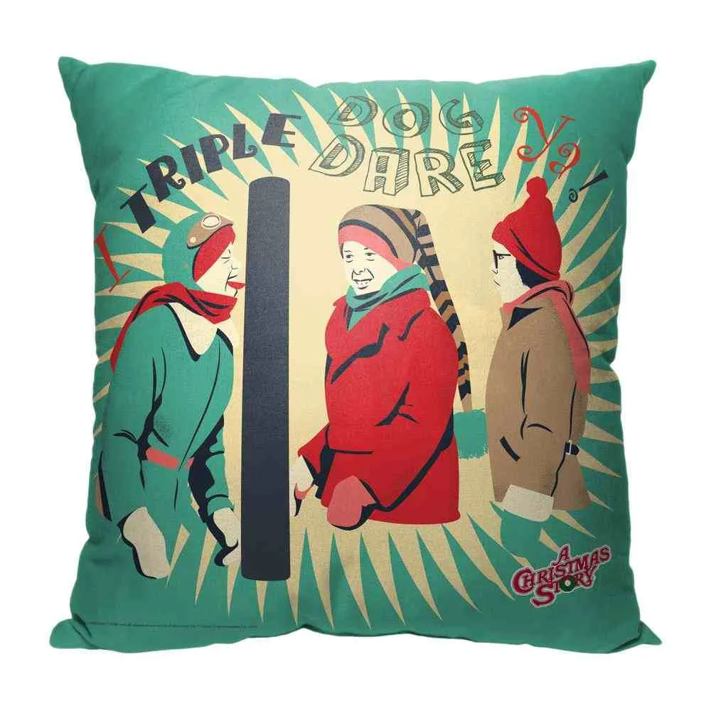 Warner Bros. A Christmas Story Triple Dog Dare Ya Throw Pillow 18x18 Inches