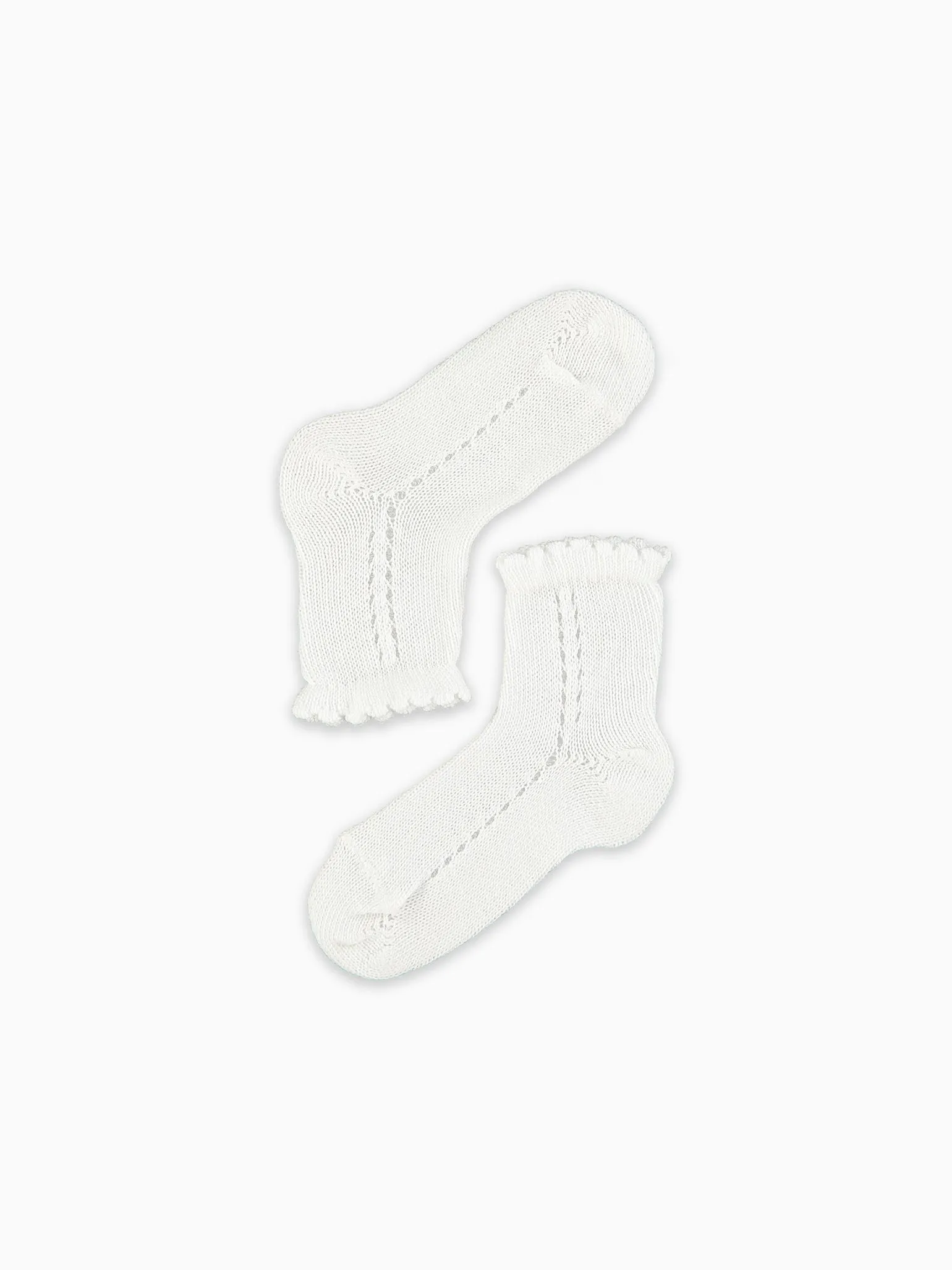 White Openwork Short Girl Socks