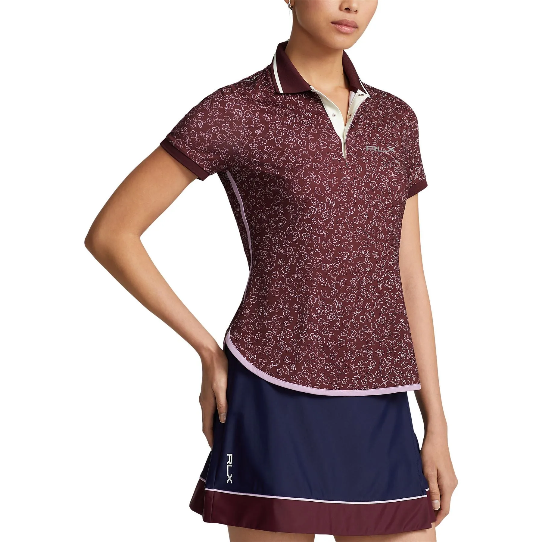 Womens Lightweight Airflow Shirttail Polo University Floral - AW23