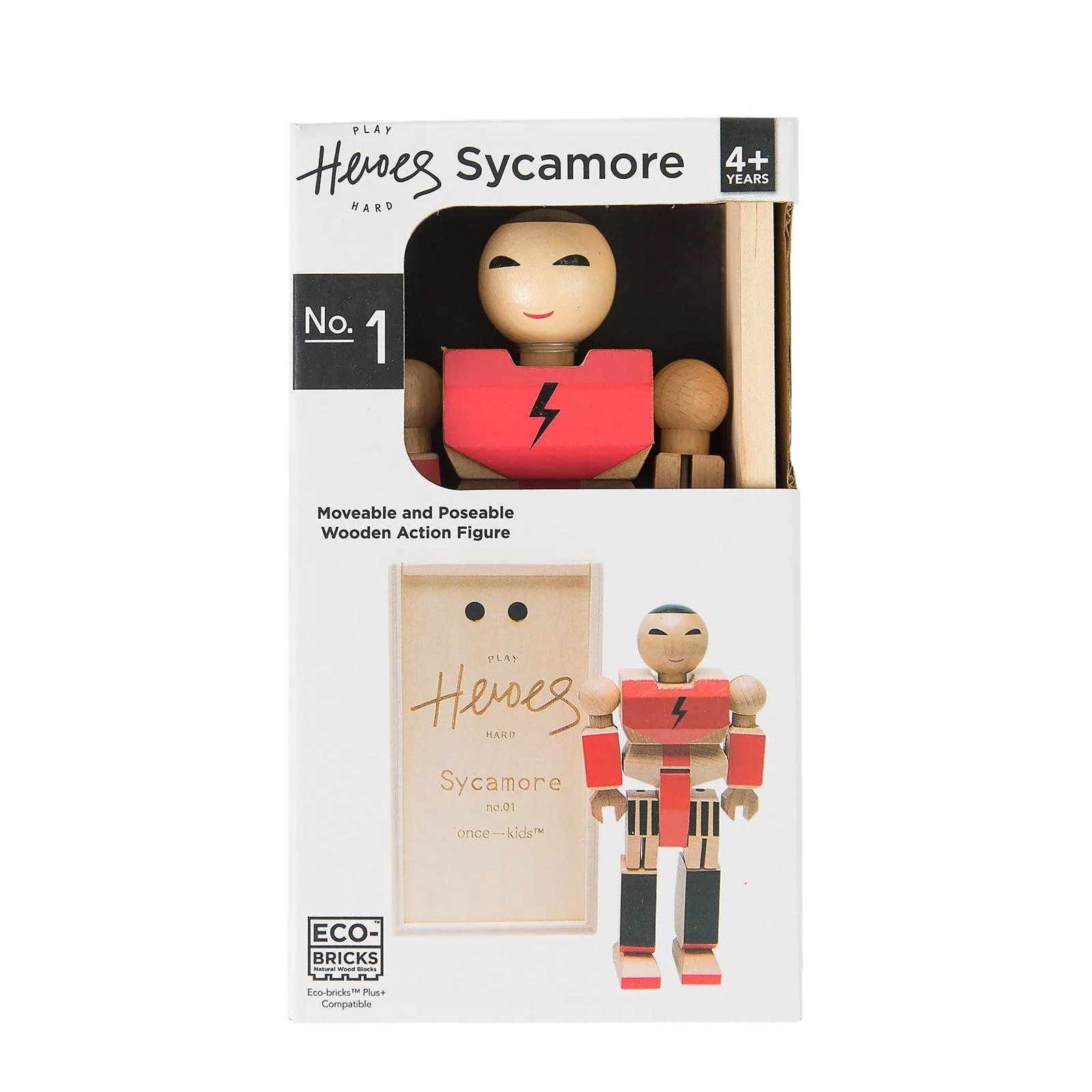 Wood Action Figure Playhard Heroes #1 Sycamore